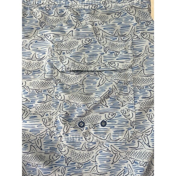 Vineyard Vines Blue Fish Swim Trunks Men's Size Large Logo Tie Waist - Picture 5 of 8